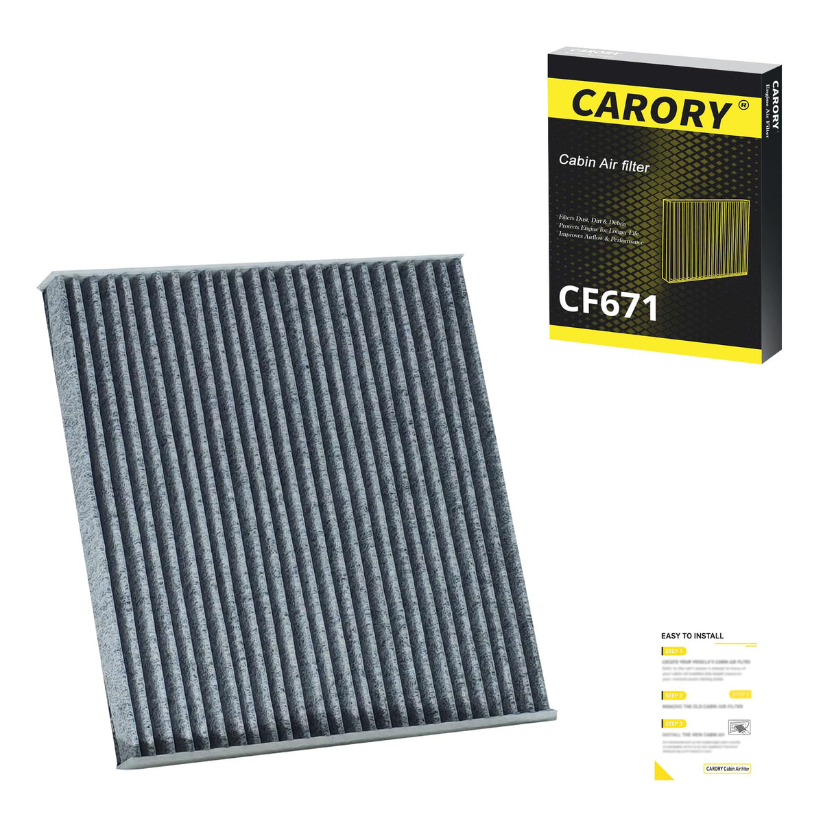 CARORY Cabin Air Filter w/Activated Carbon for Honda Accord 2003–2022, Civic 2006–2015, CR-V 2007–2016, Odyssey 2005–2017, Pilot 2009–2022, Ridgeline 2006–2025, Acura MDX 2007–2020, and More, CF134 Jansha Store