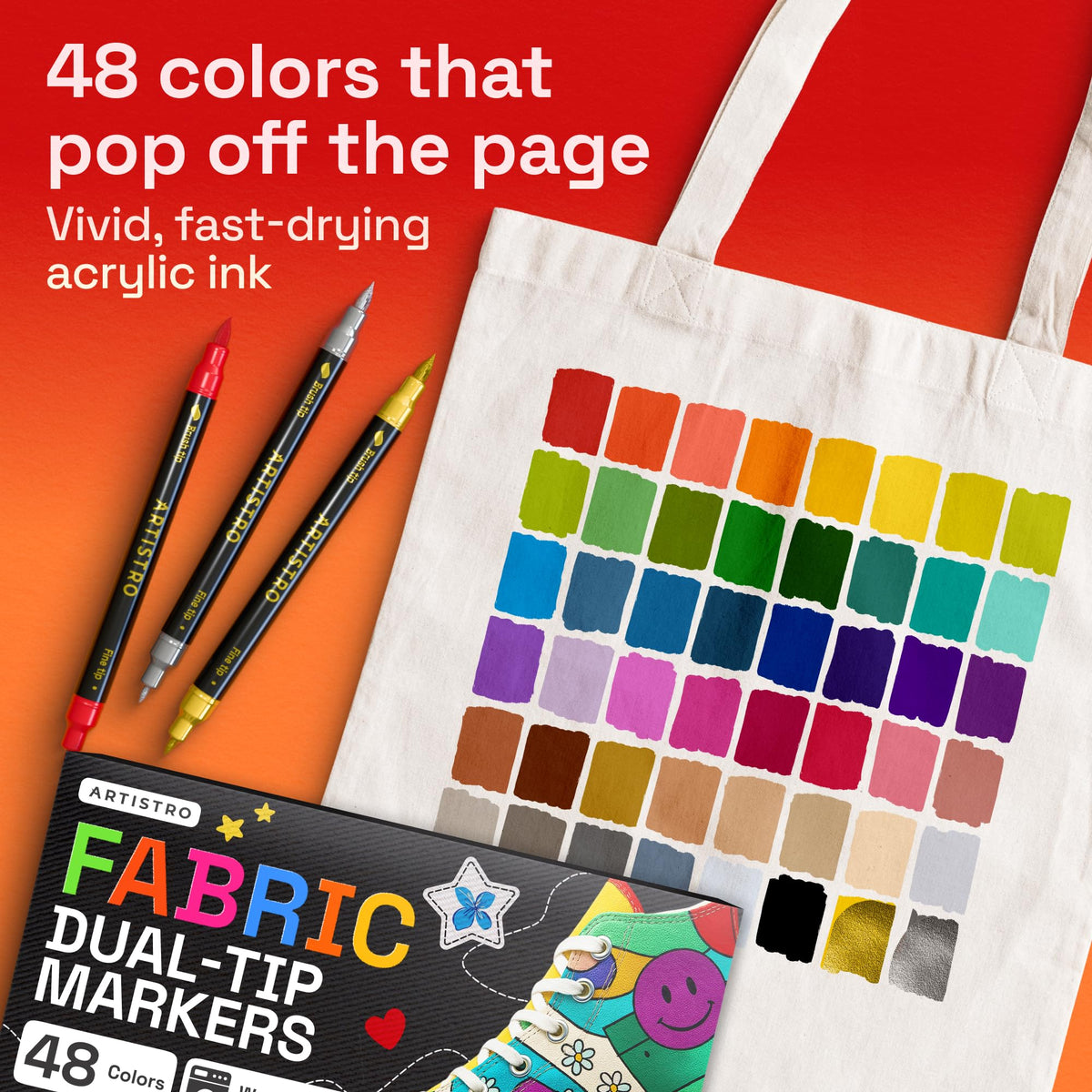 ARTISTRO 5 Black Dual-Tip Fabric Markers Decorating Kit, for Clothes Jansha Store