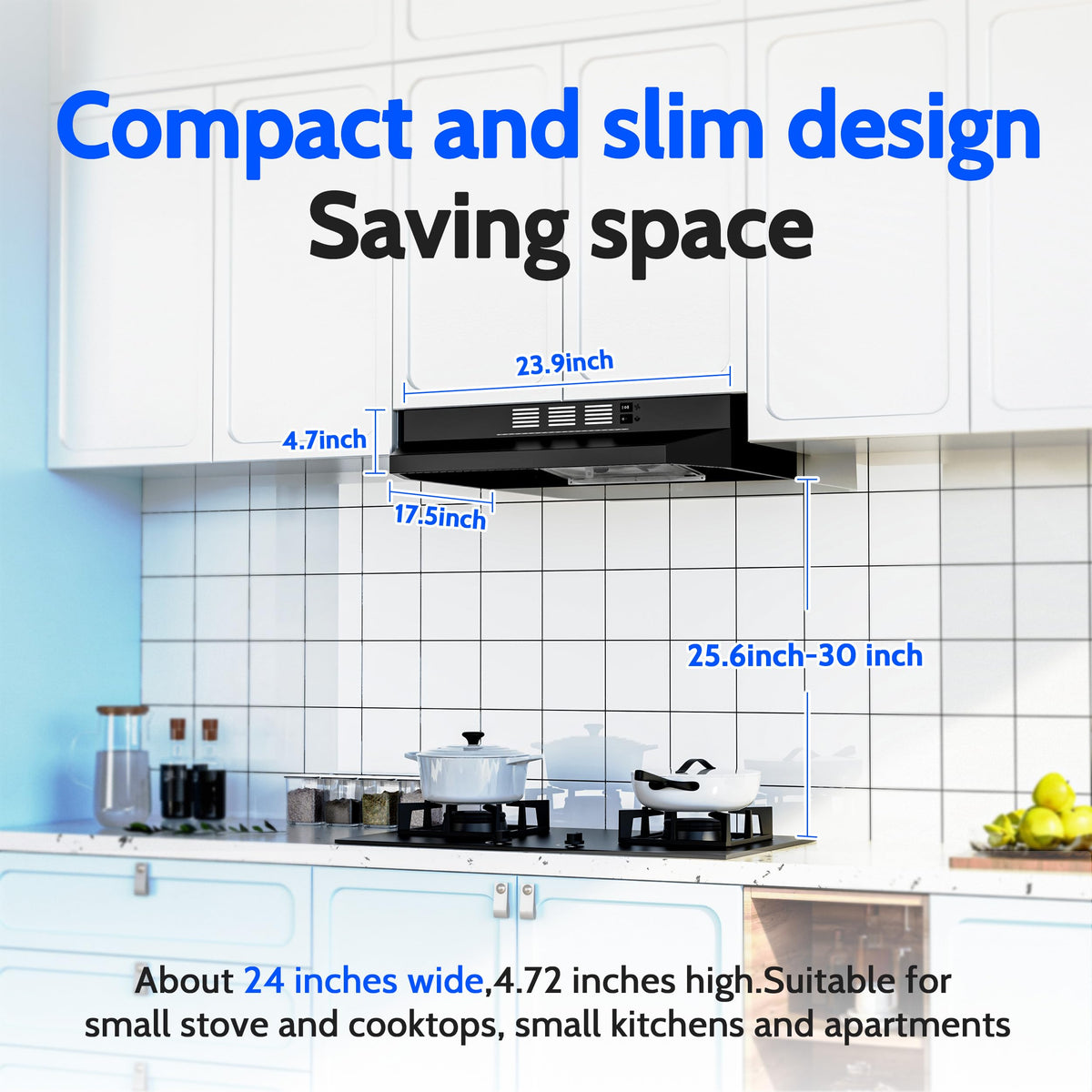 FIREGAS Range Hood 30 inch Under Cabinet, White Range Hood, Kitchen Hood Jansha Store