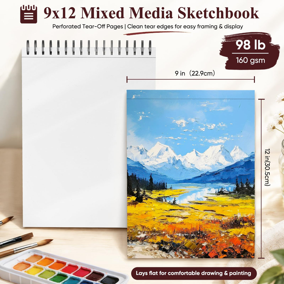 Soucolor Sketch Book 9" x 12", 100 Sheets Kids Art Sketchbook Drawing Pad Jansha Store