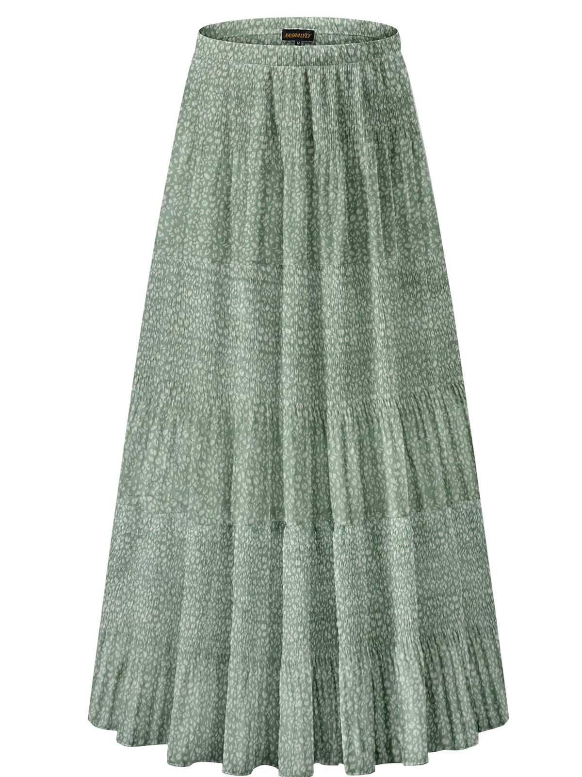 NASHALYLY Women's Chiffon Elastic High Waist Pleated A-Line Maxi Skirts Jansha Store