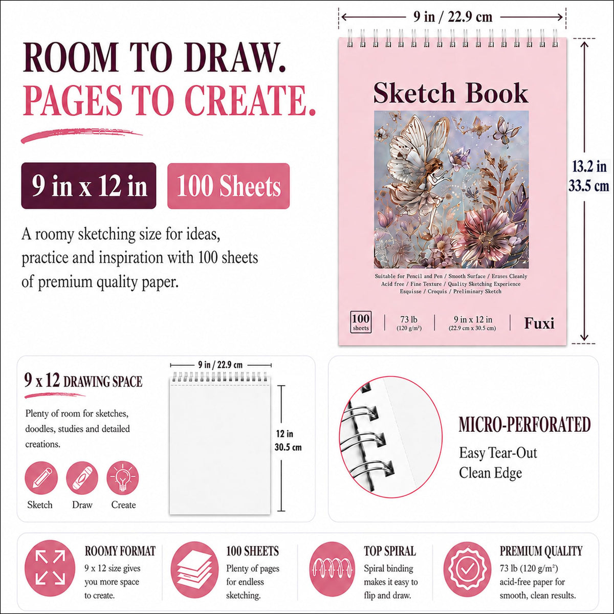 Fuxi Coloring Book & Sketchbook Set, 2-Pack, 9 x 12 in Jansha Store