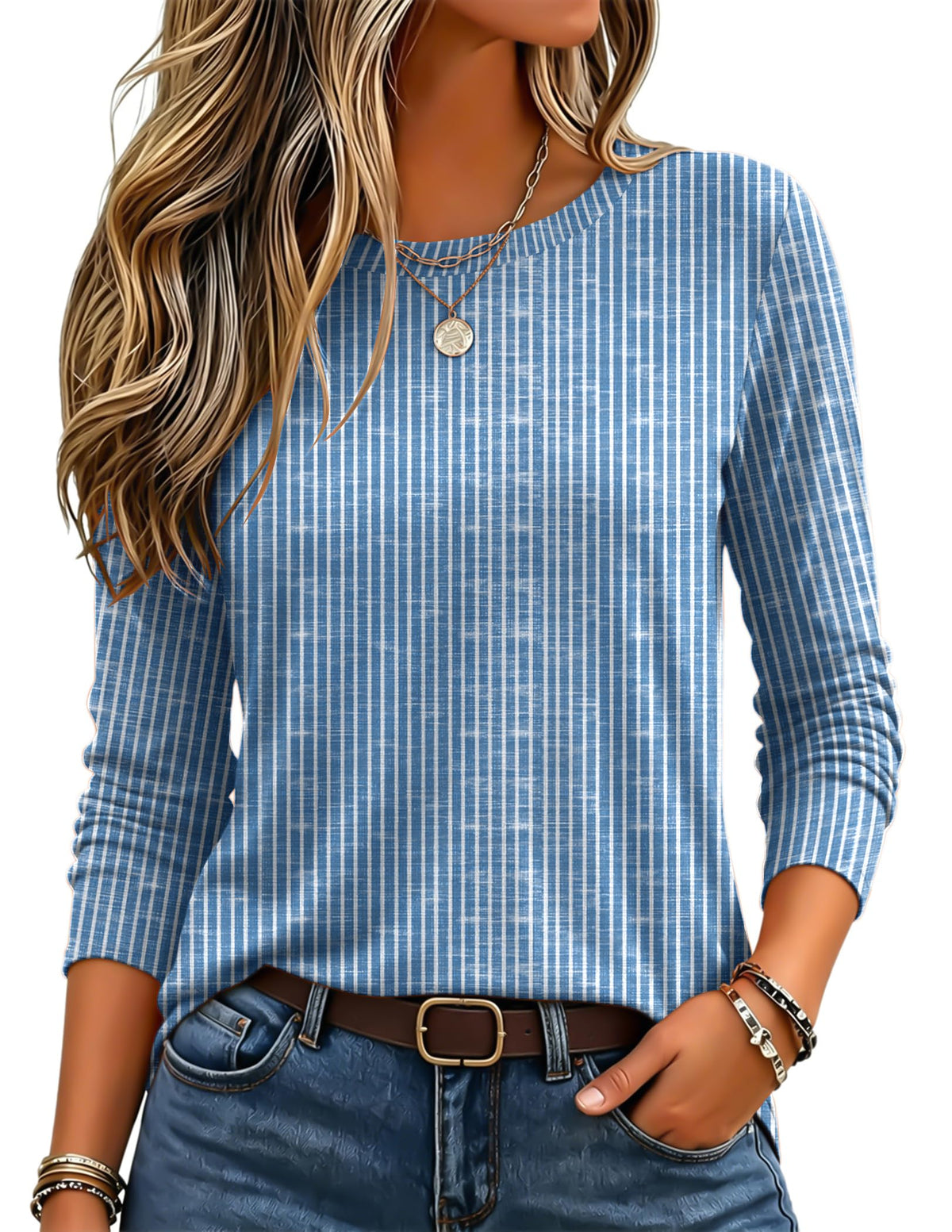 Zeagoo Women's Casual Shirts Long Sleeve Tops Crewneck Tshirts Fall Clothes Jansha Store