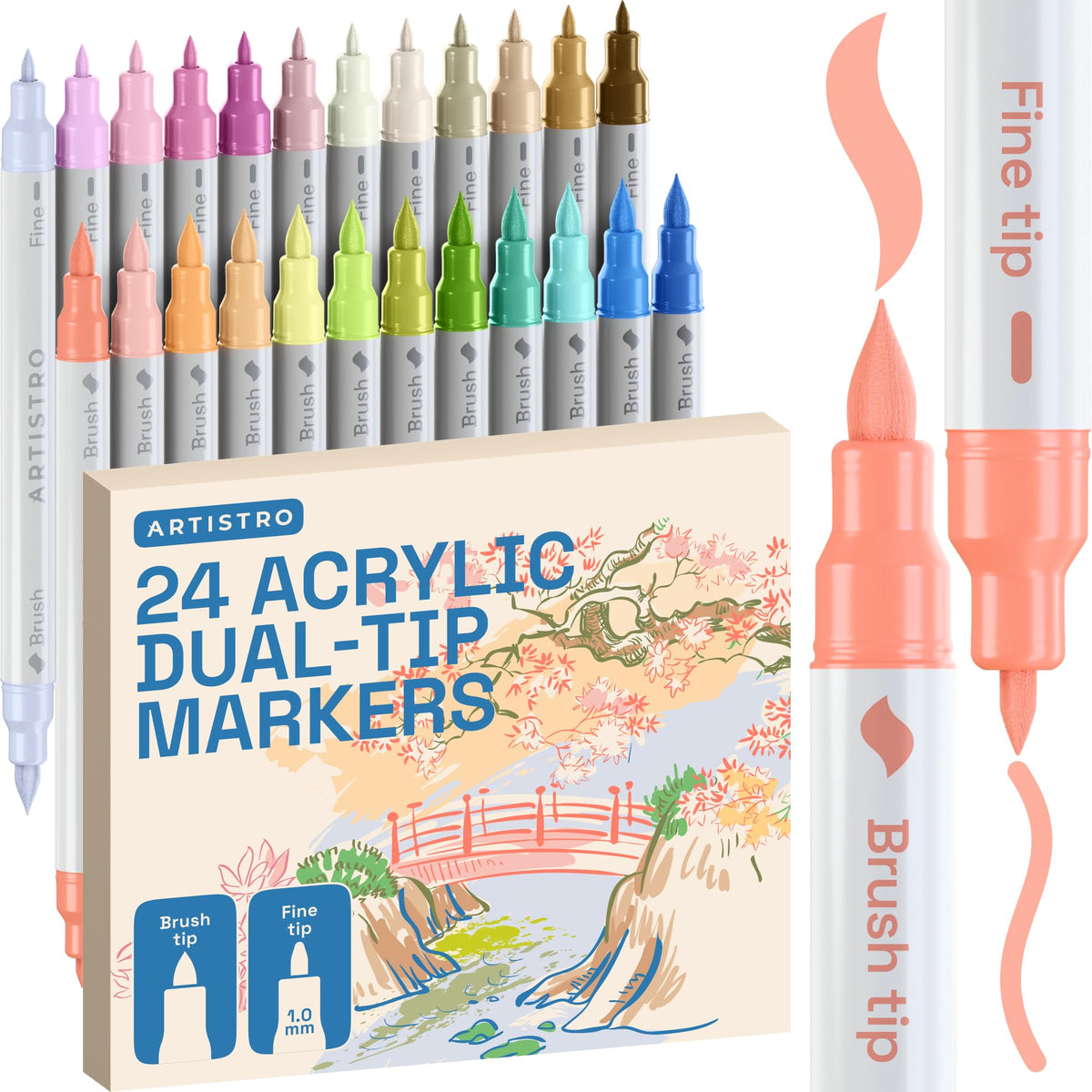 ARTISTRO 36 Multicolor Dual-Tip Acrylic Paint Marker Pens for Drawing Jansha Store