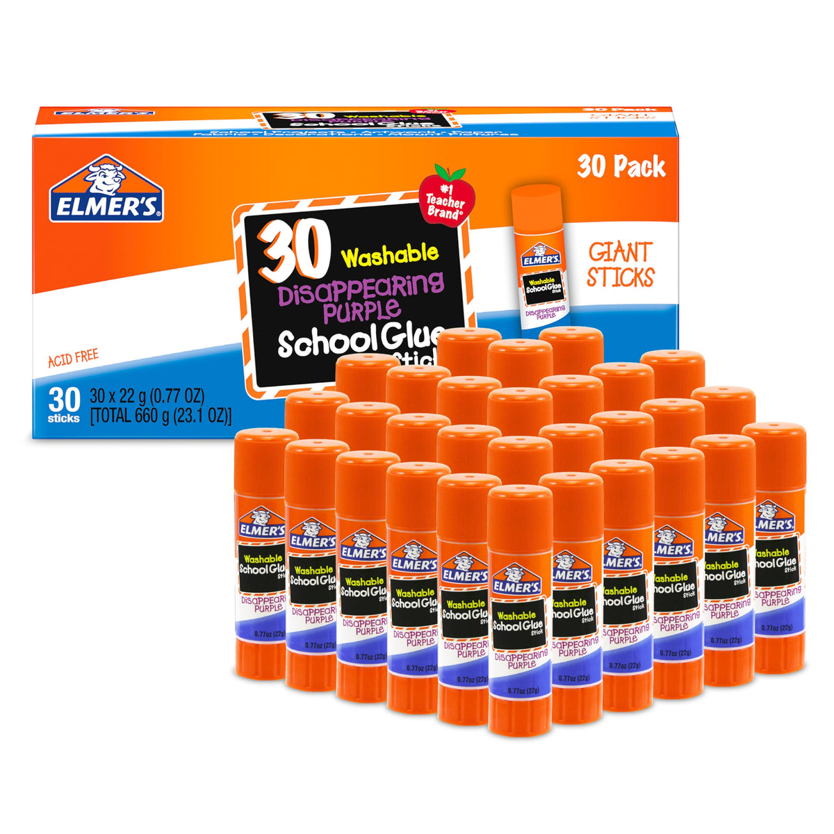 Elmer's Disappearing Purple School Glue Sticks, Washable, 22 Grams, 3 Count - Poster, Vision Board, Back to School Supplies, #1 Teacher Brand Jansha Store
