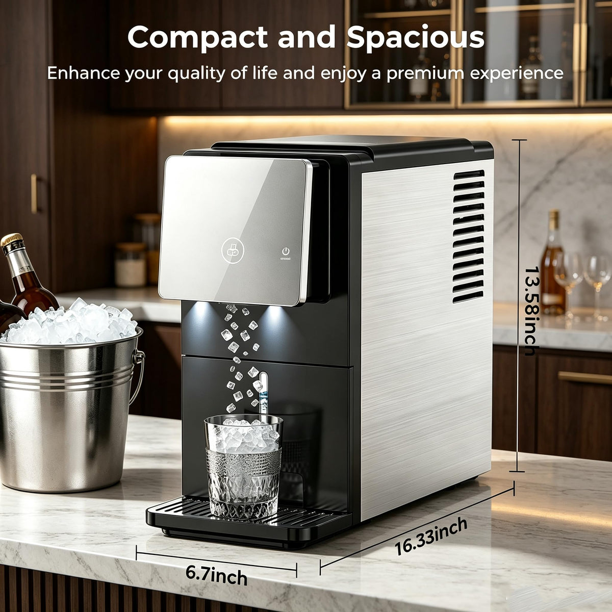 COWSAR Nugget Countertop Ice Maker, Automatic Ice Dispenser, 33 lbs/Day Chewable Pellet Ice Machine with Self-Cleaning & Measured Dispensing, Portable Ice Maker for Home, Kitchen, Office Jansha Store