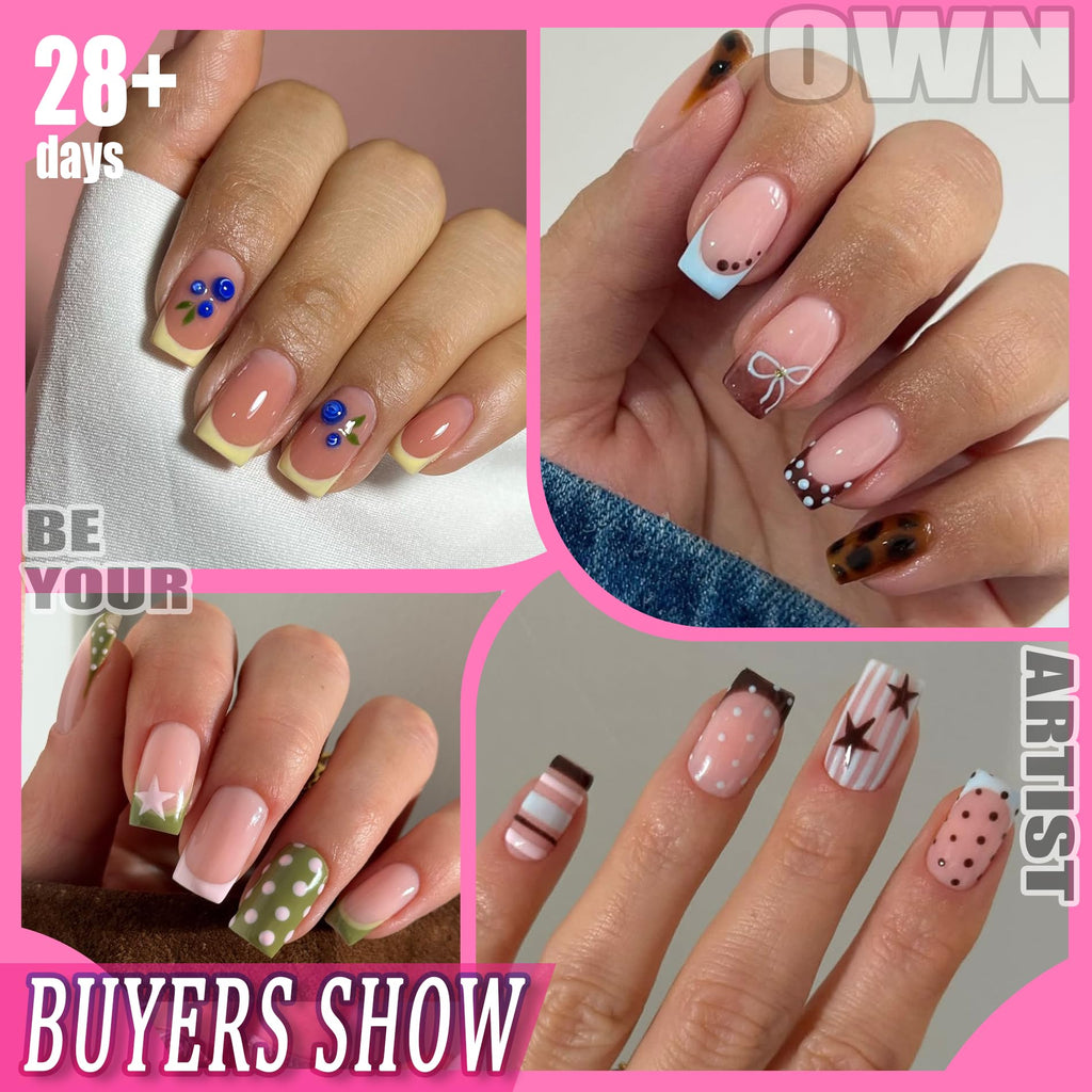 UNA GELLA Short Almond Nail Tips 504PCS Short Fake Nails Soft Press Ons Jansha Store