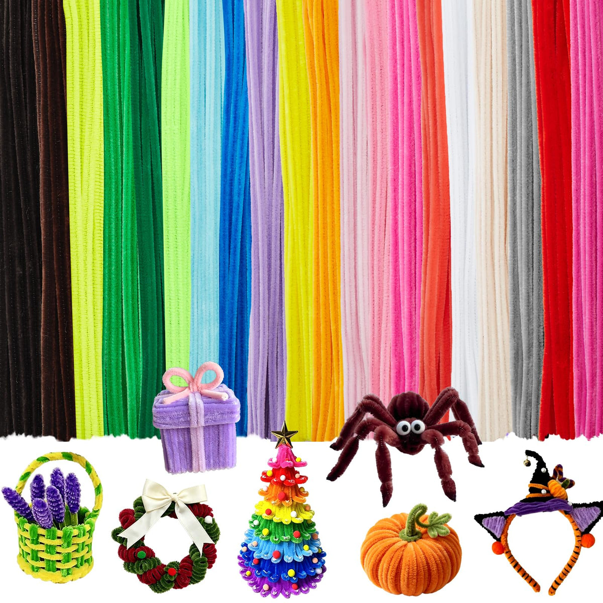 200Pcs Glitter Pipe Cleaners Craft Bulk,Art Aupplies Toys for Kids,DIY Multicolor Sparkly Chenille Stems for Halloween/Christmas Home Decor,Xmas Gift Wrapping and Festival Party Decoration Present Jansha Store