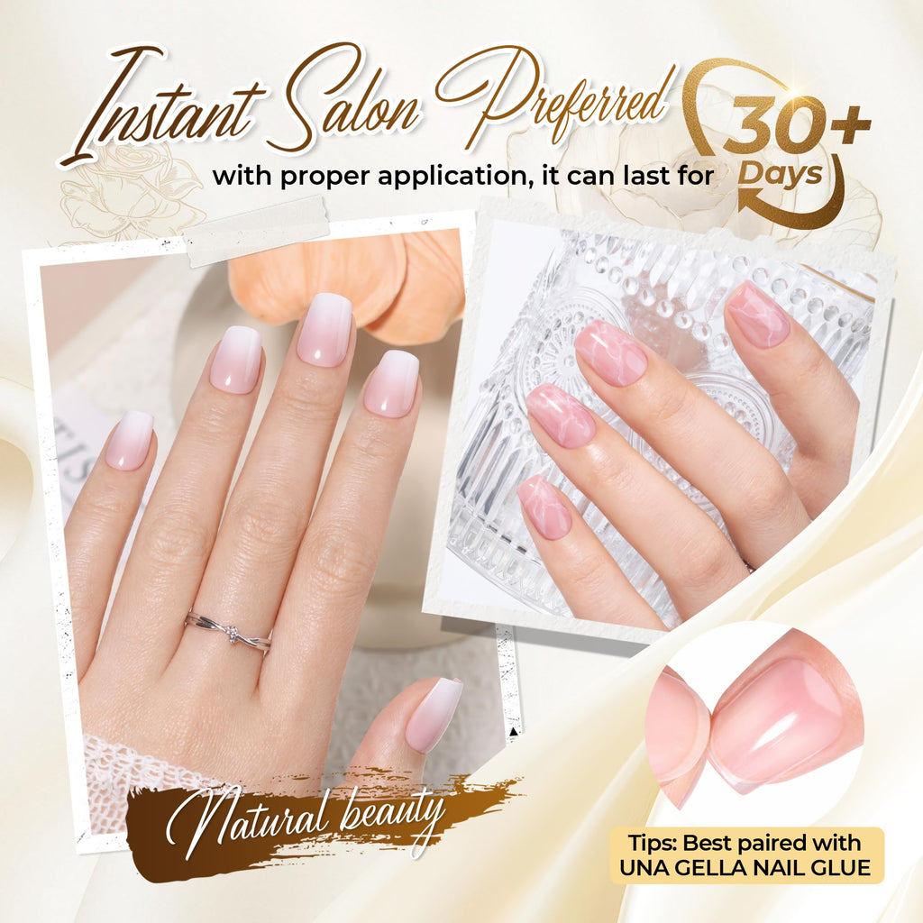 UNA GELLA Short Almond Nail Tips 504PCS Short Fake Nails Soft Press Ons Jansha Store