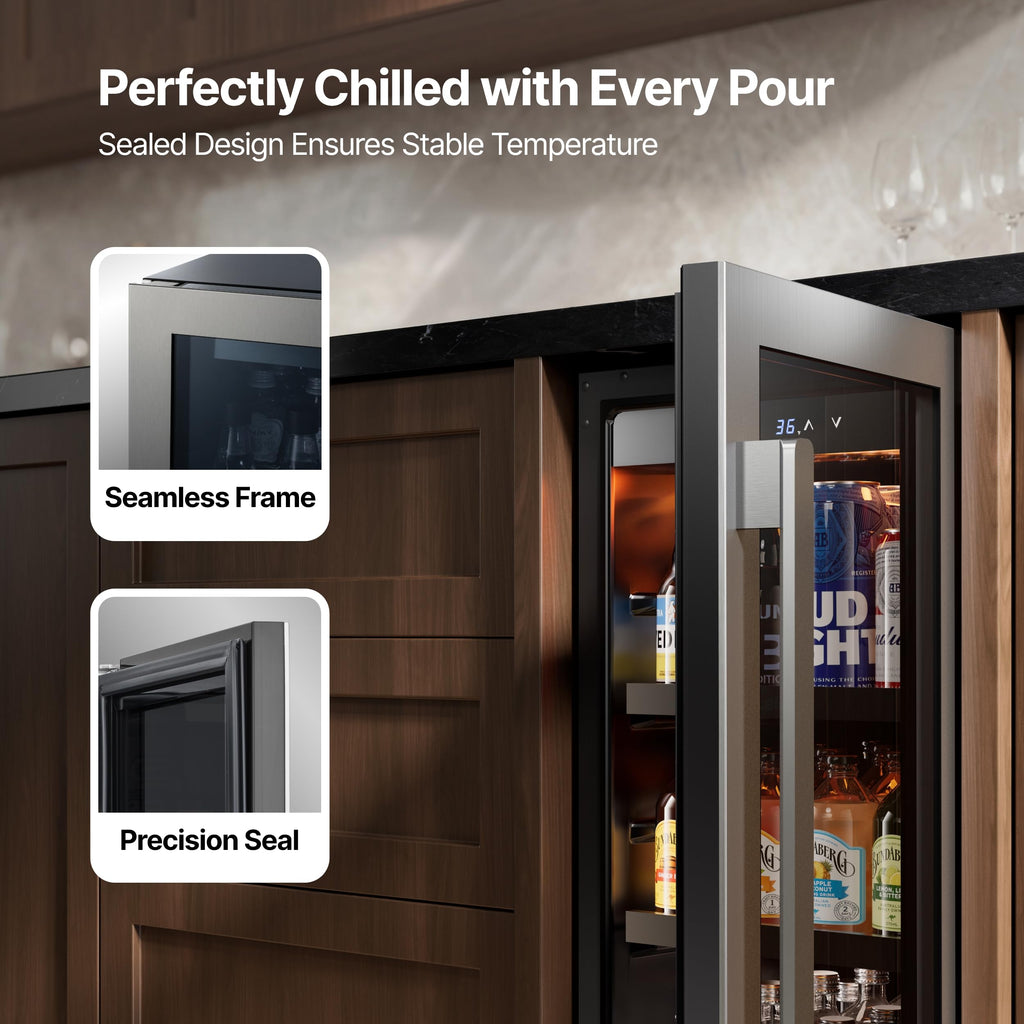 Ca'Lefort 24'' Beverage Refrigerator, 180 Can Beverage Fridge Under Counter Jansha Store