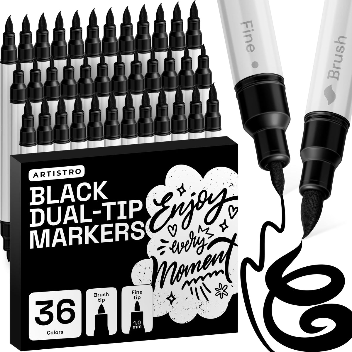 ARTISTRO 36 Multicolor Dual-Tip Acrylic Paint Marker Pens for Drawing Jansha Store