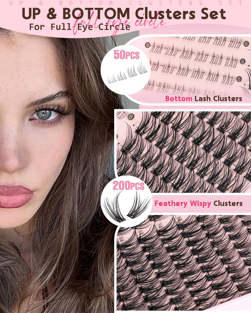 Brown Lash Clusters Natural For Soft Glam 300Pcs Wispy Lashes Cluster Eyelash Cluster Extensions C Curve Individual Lashes DIY Lash Extension Waterproof & Long - Lasting (10-16mm) Jansha Store