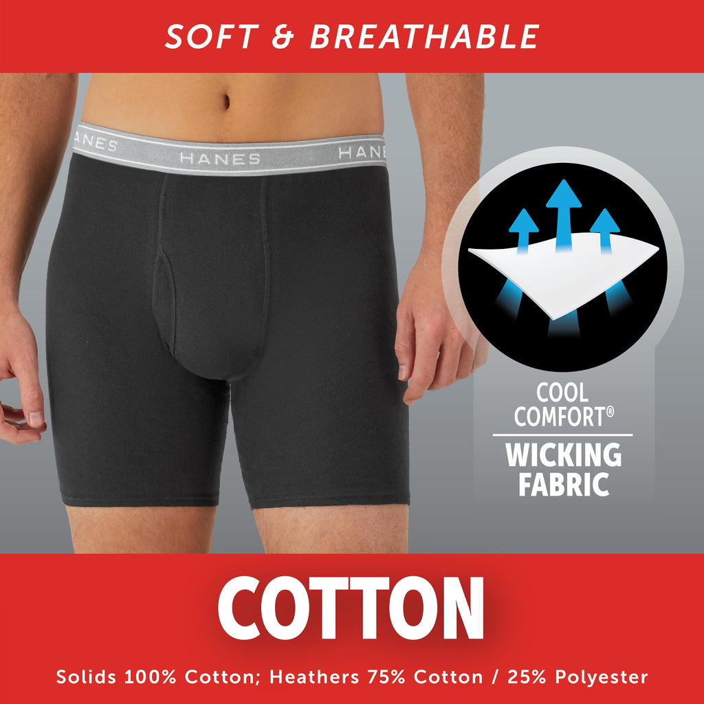 Hanes mens Underwear Boxer Briefs Pack, Cool & Breathable Cotton Moisture-wicking Underwear for Men, No Ride Up Jansha Store