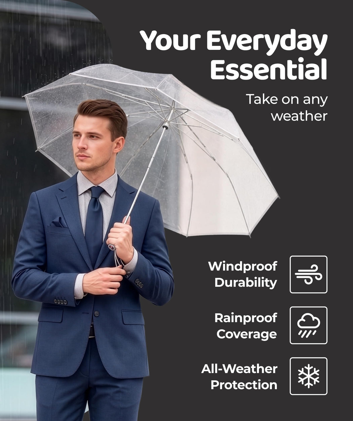 Windproof Travel Umbrella - Compact & Withstands Winds up to 100MPH, Strongest Premium Auto Folding Umbrella for Rain and Sun - Durable, Light & Portable for Women & Men, Fits Backpack & Cars Jansha Store