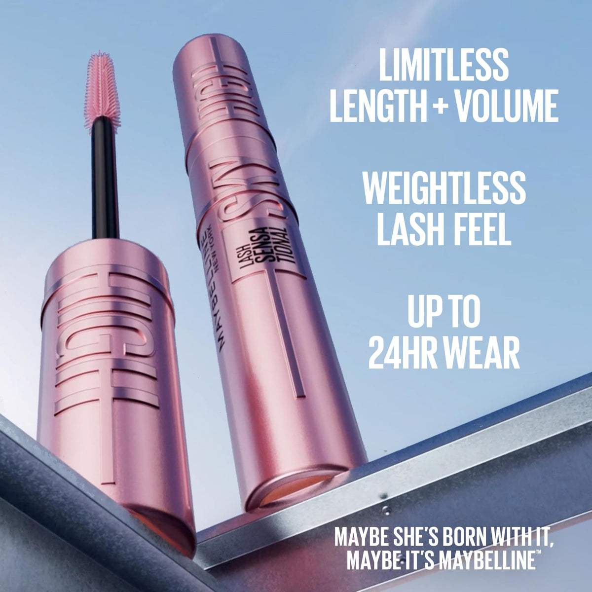 Maybelline Lash Sensational Sky High Washable Mascara Makeup, Volumizing, Lengthening, Defining, Curling, Multiplying, Buildable Formula, Blackest Black, 1 Count Jansha Store
