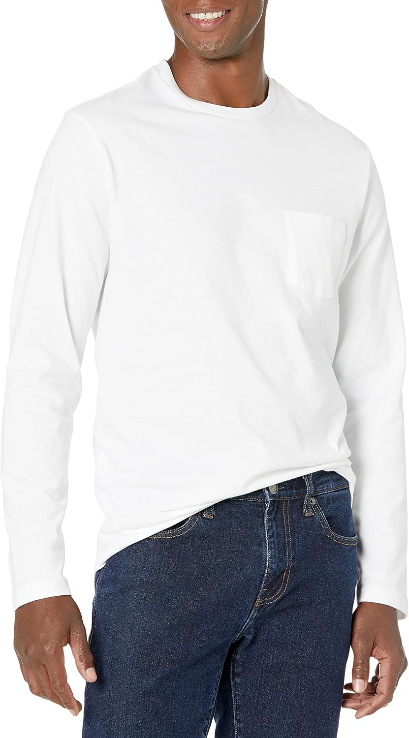 Amazon Essentials Men's Regular-Fit Crewneck Long-Sleeve T-Shirt, Casual Cotton Jersey Jansha Store