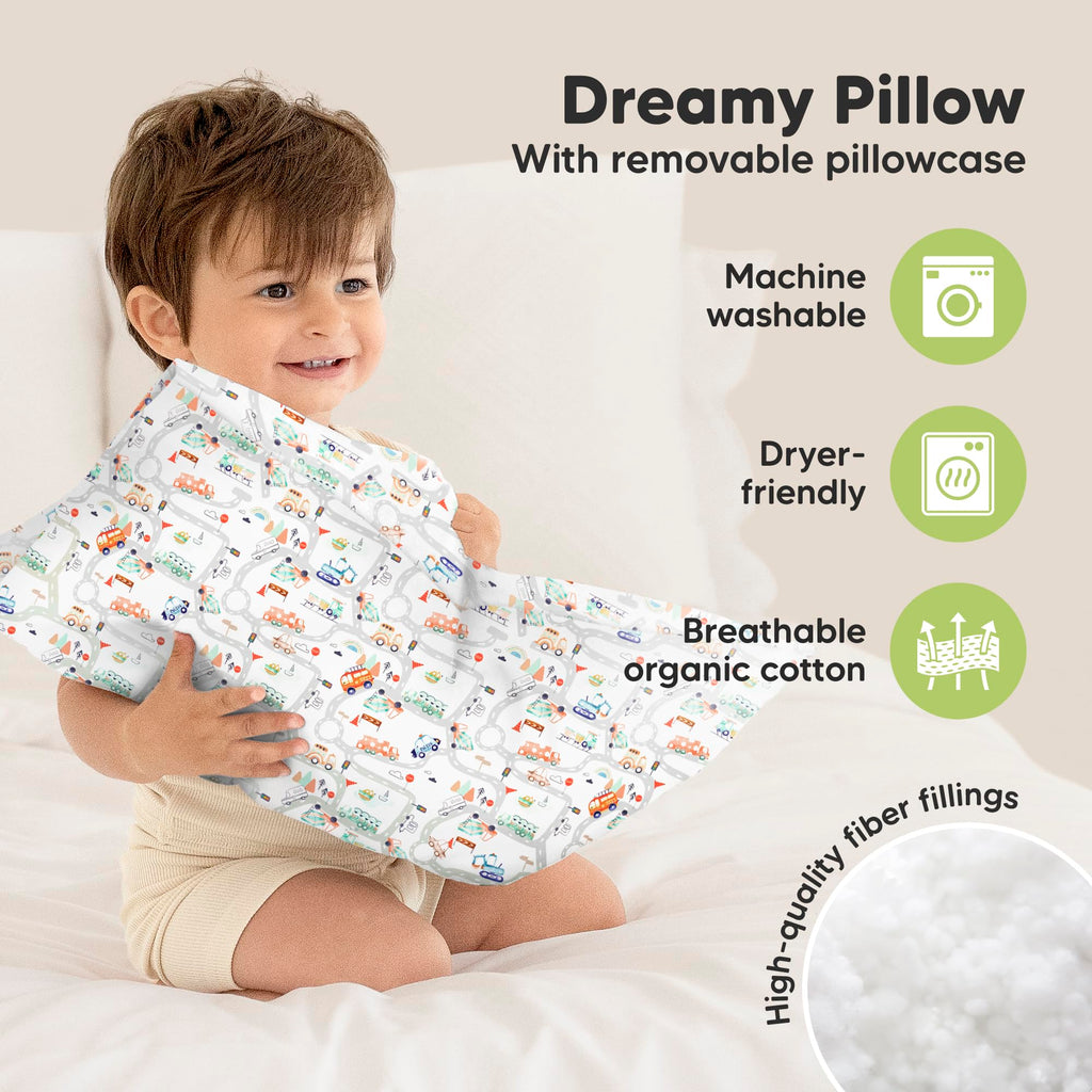 Toddler Pillow with Pillowcase, 13x18 My Little Dreamy Pillow (Flora Vale) Jansha Store