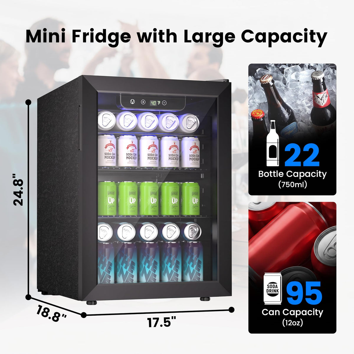 Feelfunn 24 Can Beverage Refrigerator, Mini Fridge, Black Jansha Store