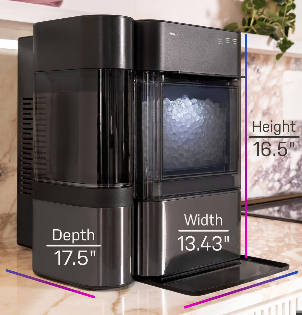 GE Profile Opal Ultra, Countertop Nugget Ice Maker, 1 Gal XL Side Tank, *Amazon Exclusive*, 38 lbs/Day, Pebble Pellet Crushed Ice Machine, WiFi Stainless Steel Jansha Store