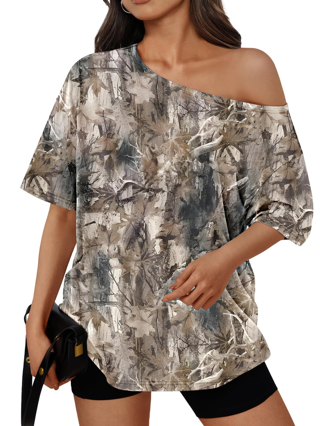 Trendy Queen Womens Off the Shoulder Tops Oversized Summer T-Shirts 2026 Jansha Store