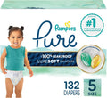 Pampers Pure Baby Diapers, Size 5 (27+ lbs), 132 Jansha Store