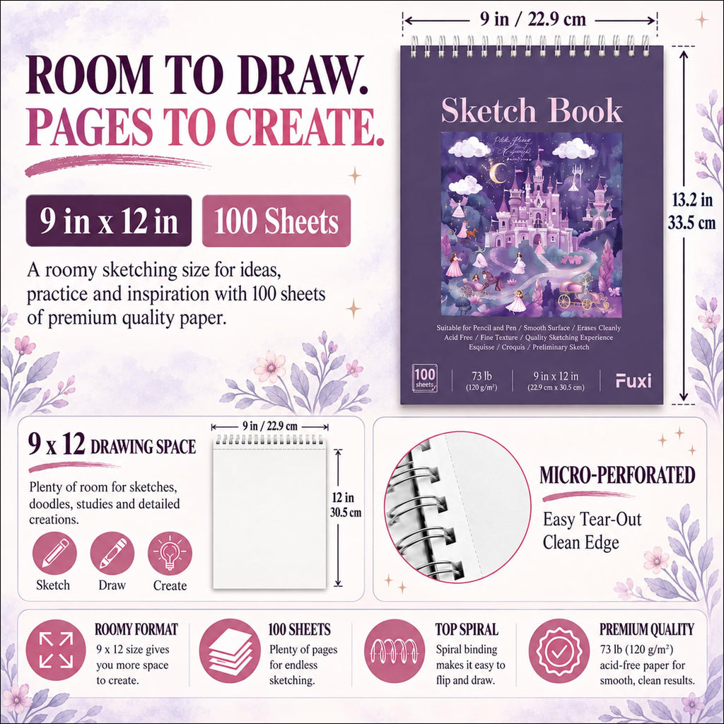 Fuxi Coloring Book & Sketchbook Set, 2-Pack, 9 x 12 in Jansha Store