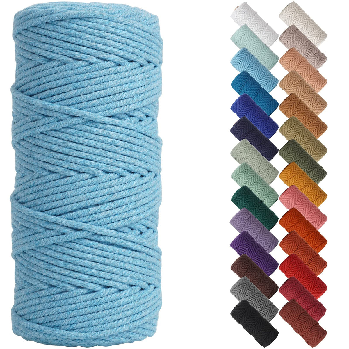 NOANTA Baby Blue Macrame Cord 3mm x 109yards, Cotton Rope Macrame Yarn Jansha Store
