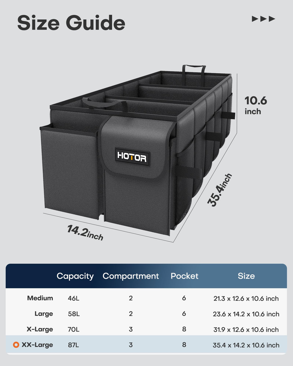 HOTOR Trunk Organizer - Foldable Car Organizer for SUVs & Sedans Storage Jansha Store