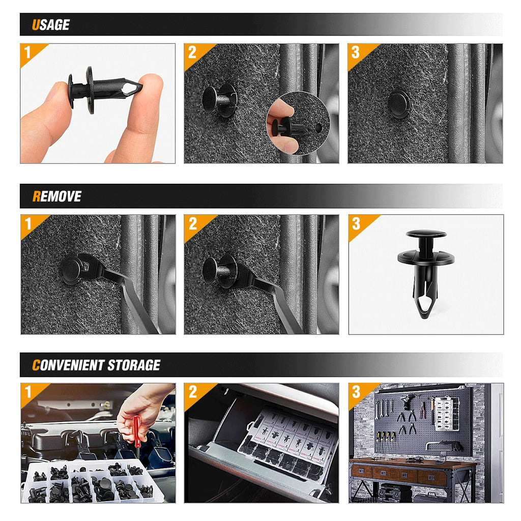 GOOACC 240PCS Bumper Retainer Clips Car Plastic Rivets Fasteners Push Retainer Kit 12 Popular Sizes Auto Push Pin Rivets Set -Door Trim Panel Fender Clips for GM Ford Toyota Honda Chrysler Jansha Store