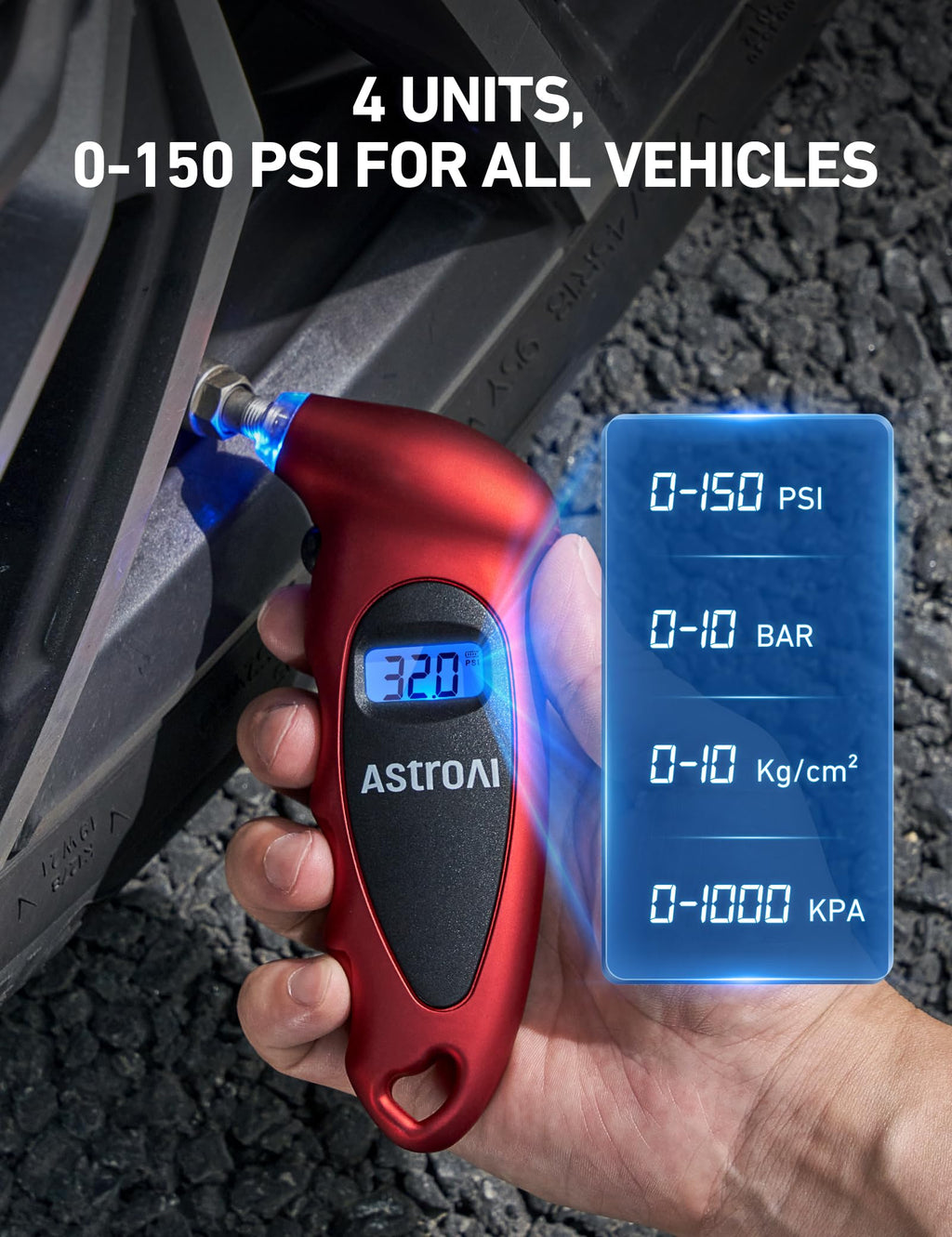 AstroAI Digital Tire Pressure Gauge 150PSI, ±1PSI Accuracy for Car Truck Jansha Store