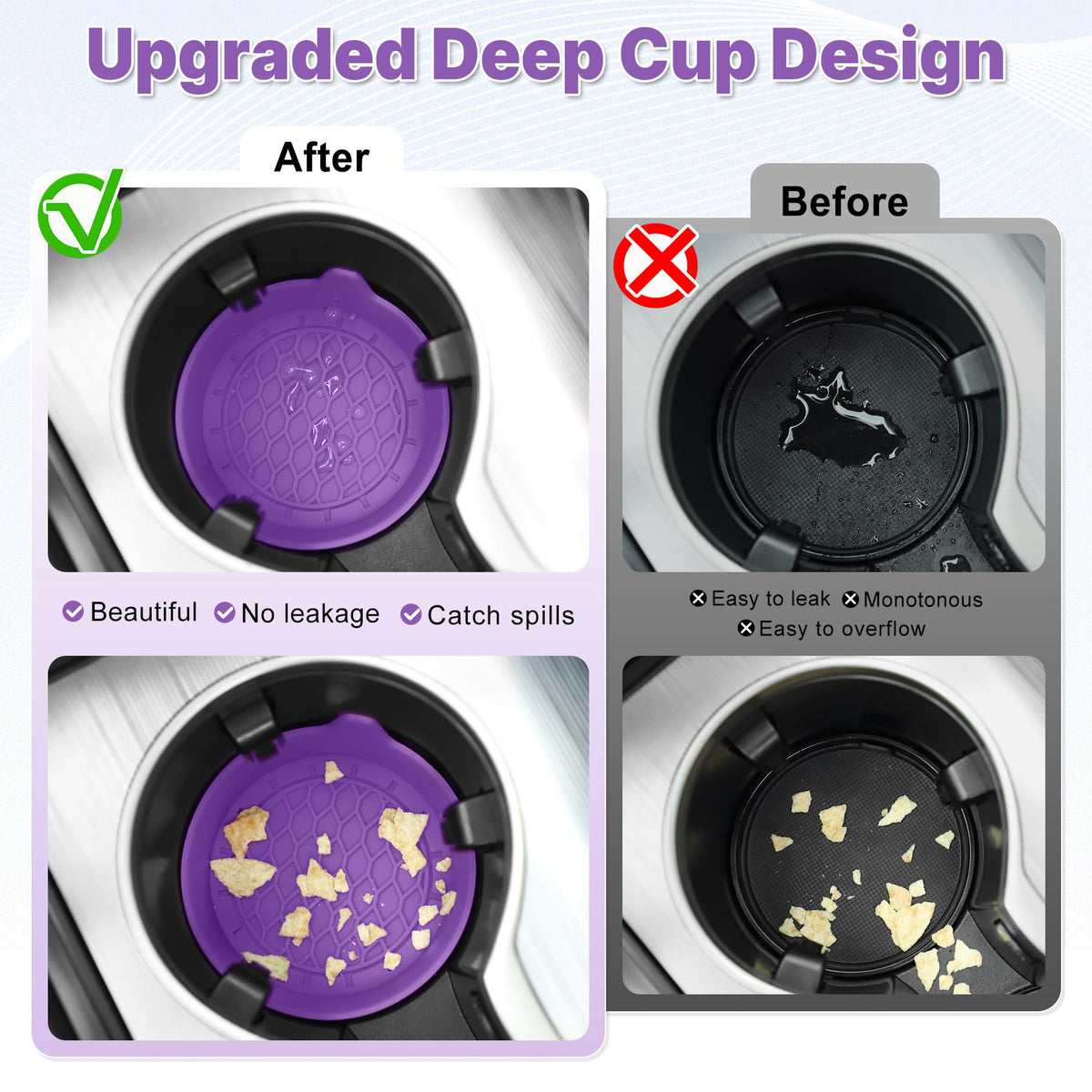 SINGARO Car Cup Holder Coaster, Silicone Cup Holder Insert, Universal Non-Slip Cup Holders, Car Accessories Interior for Women and Man Interior Sets 4 Pack Black Jansha Store