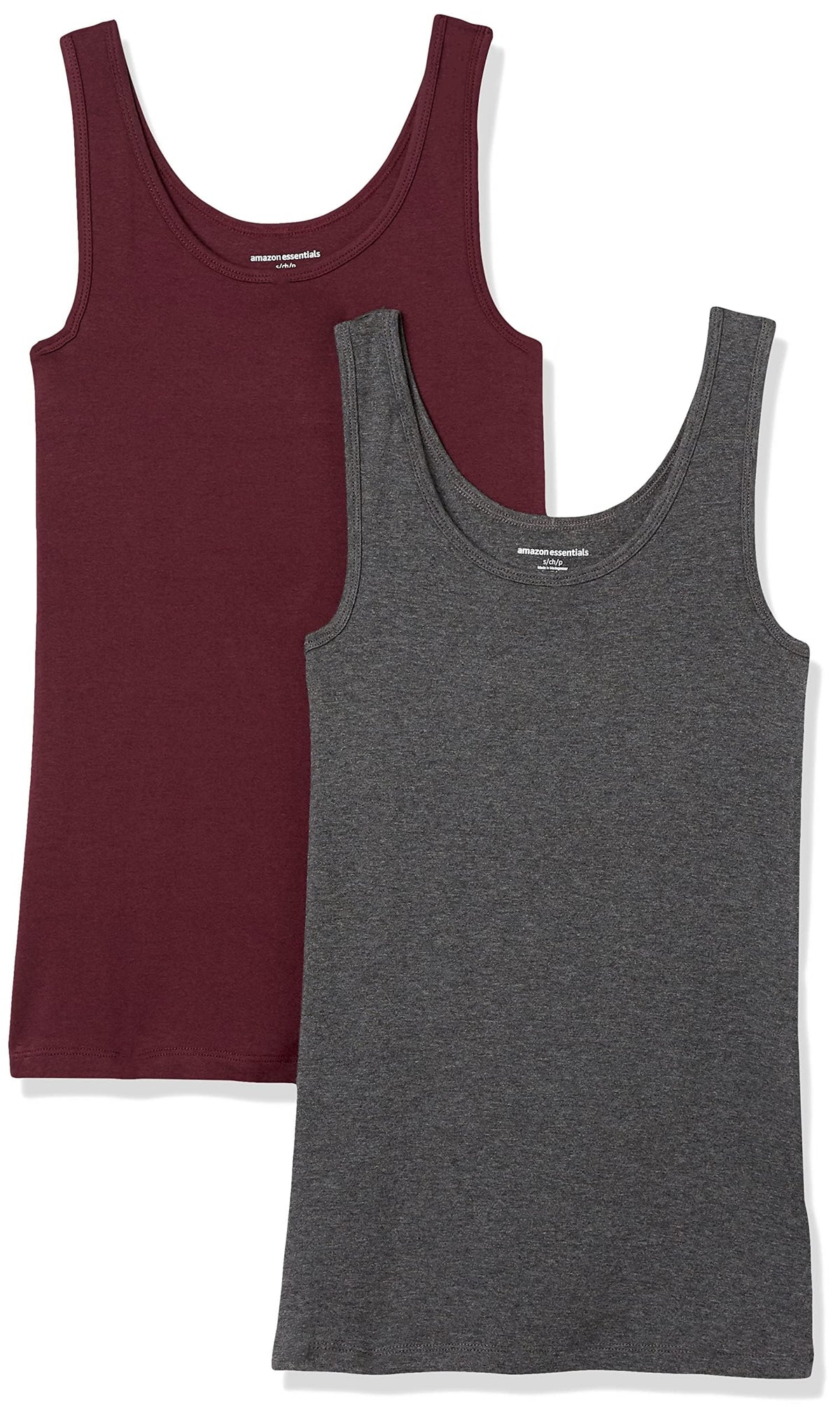 Amazon Essentials Women's Slim-Fit Ribbed Scoop Neck Tank Tops, Pack of 2 Jansha Store