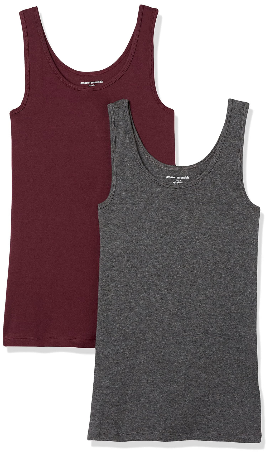 Amazon Essentials Women's Slim-Fit Ribbed Scoop Neck Tank Tops, Pack of 2 Jansha Store