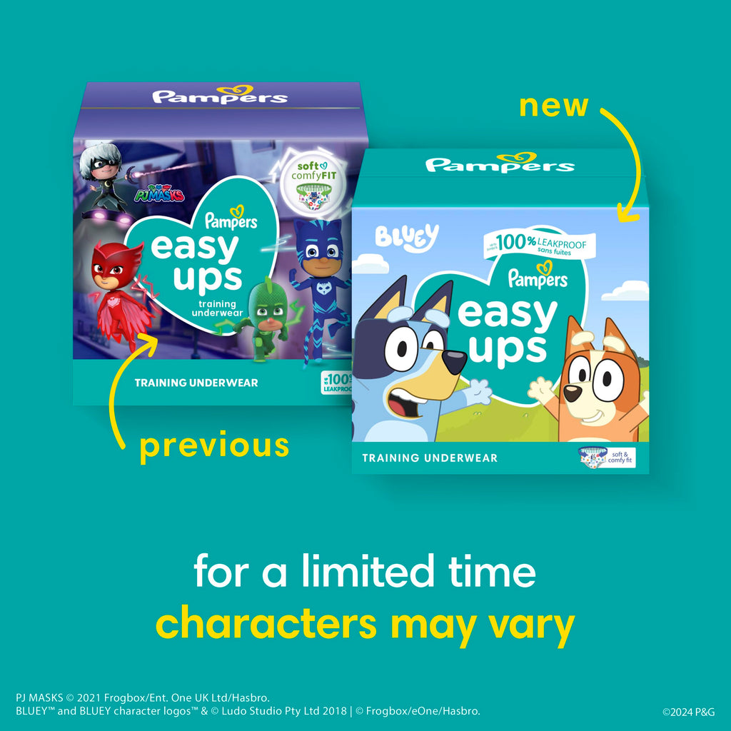 Easy Ups Girls & Boys Potty Training Pants, Size 7 (5T-6T), 84 Count, Bluey Absorbent Pull Up Training Underwear, Up to 100% Leakproof Day and Night, Hypoallergenic Jansha Store
