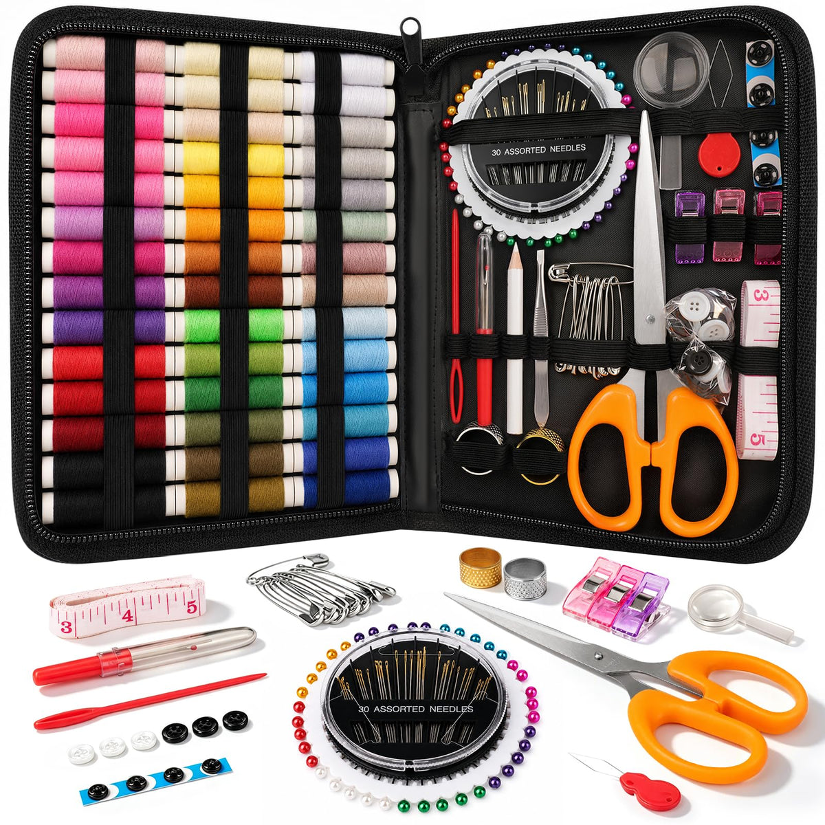 Coquimbo Sewing Kit Gifts for Adults Teen Grils Women Mom Grandma, Portable Sewing Supplies Contains Tape Measure, Scissors, Thimble, Thread, Sewing Needles (Beige, M) Jansha Store
