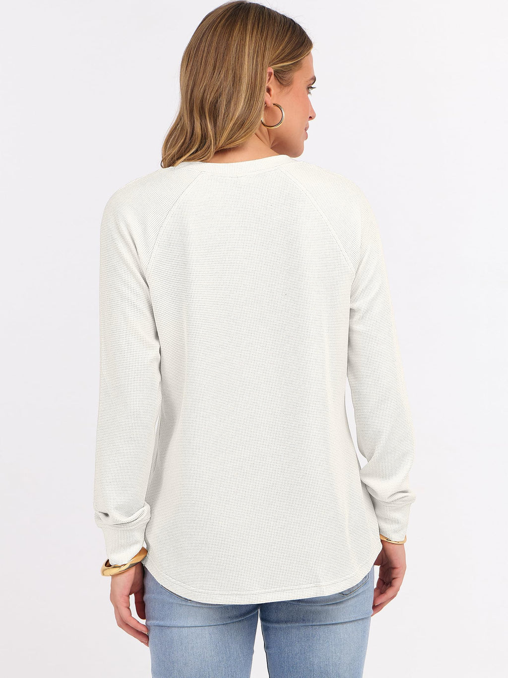 ANRABESS Women's Waffle Knit Henley Top Long Sleeve Shirts Jansha Store