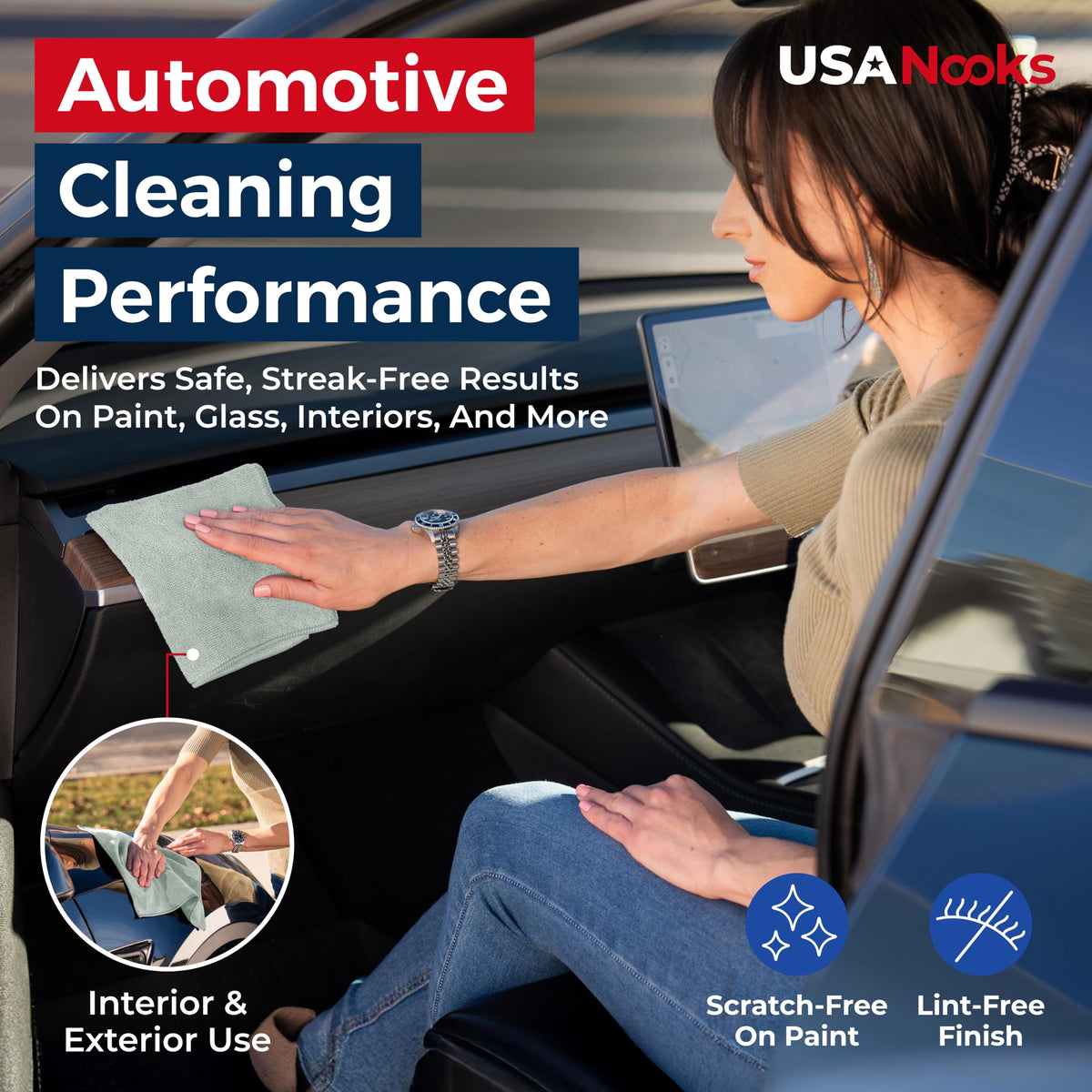 USANOOKS Microfiber Cleaning Cloth Grey - 12 Pcs (12.5"x12.5") - High Performance - 1200 Washes, Ultra Absorbent Microfiber Towel Weave Grime & Liquid for Streak-Free Mirror Shine - Car Washing Cloth Jansha Store