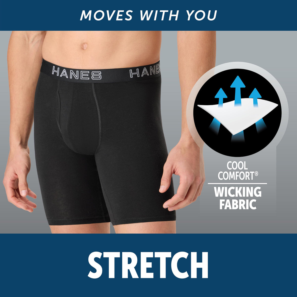 Hanes Men's Boxer Brief Underwear Pack, Stretch Cotton Boxer Briefs for Men, Moisture-wicking, 6-pack Jansha Store