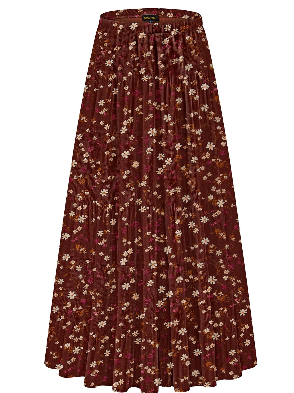 NASHALYLY Women's Chiffon Elastic High Waist Pleated A-Line Maxi Skirts Jansha Store