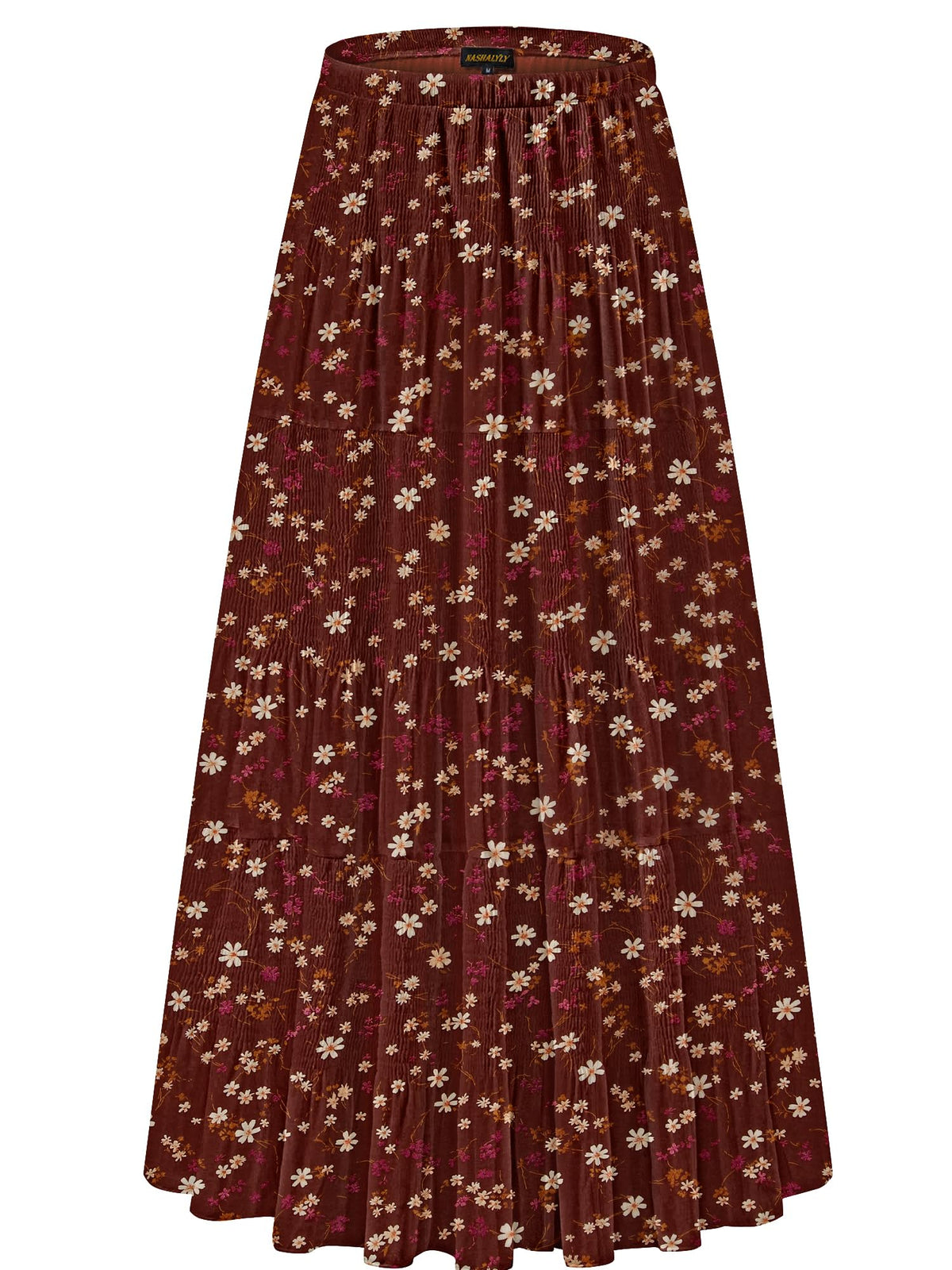NASHALYLY Women's Chiffon Elastic High Waist Pleated A-Line Maxi Skirts Jansha Store