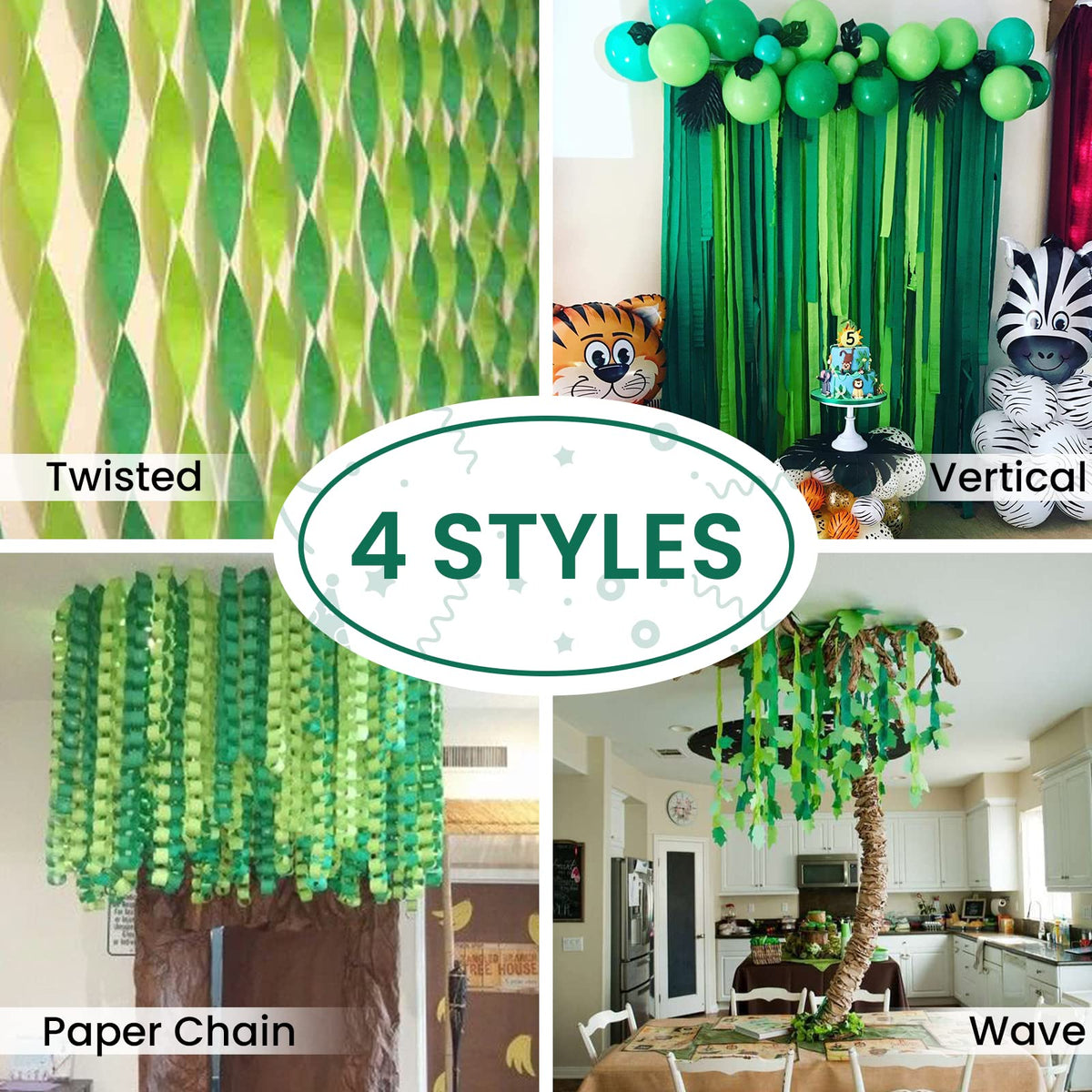 PartyWoo Pastel Crepe Paper Streamers 6 Rolls 492 FT Streamers Jansha Store