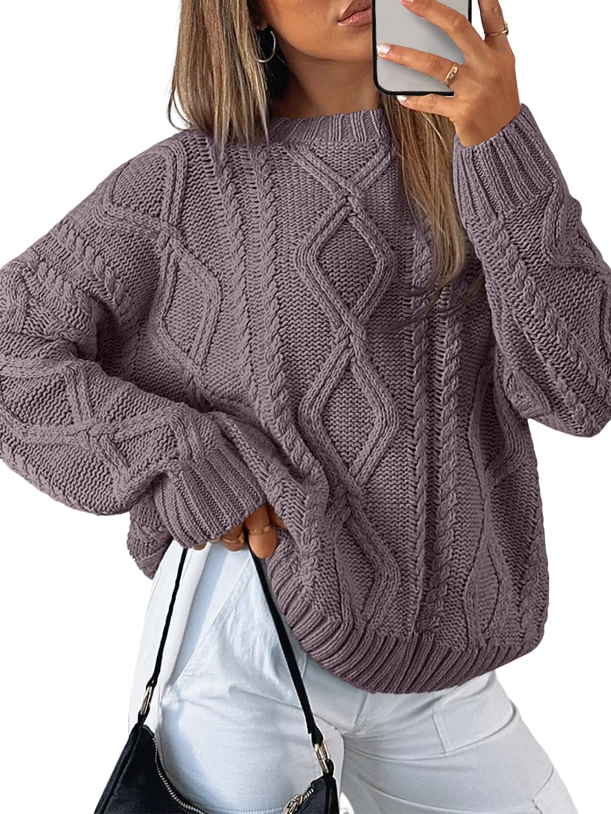 Trendy Queen Women's Oversized Cable Knit Sweaters 2026 Fall Outfits Jansha Store