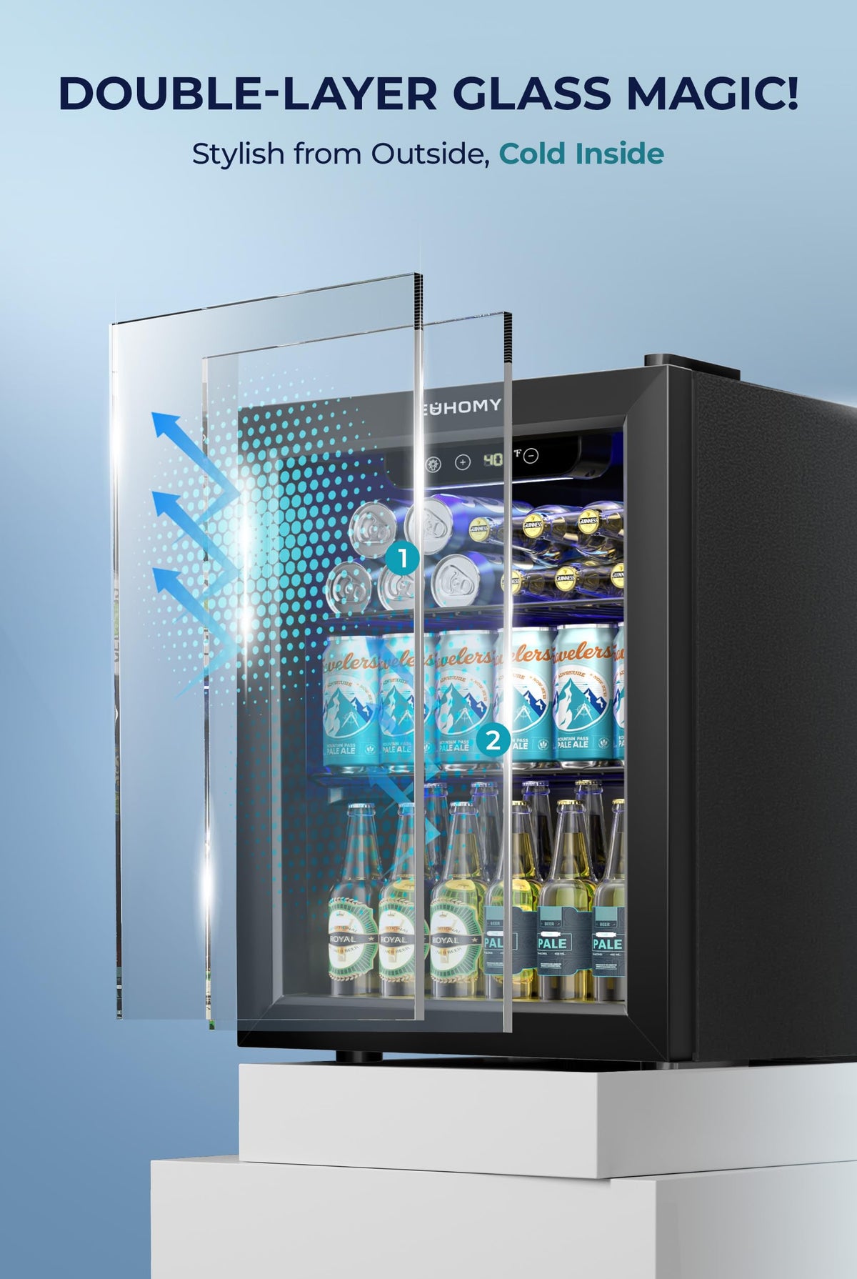 EUHOMY 145 Can Mini Fridge, 4.5 Cu.ft Beverage Refrigerator with Glass Door Jansha Store