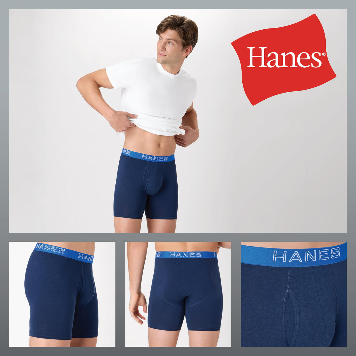 Hanes Men's Boxer Brief Underwear Pack, Stretch Cotton Boxer Briefs for Men, Moisture-wicking, 6-pack Jansha Store