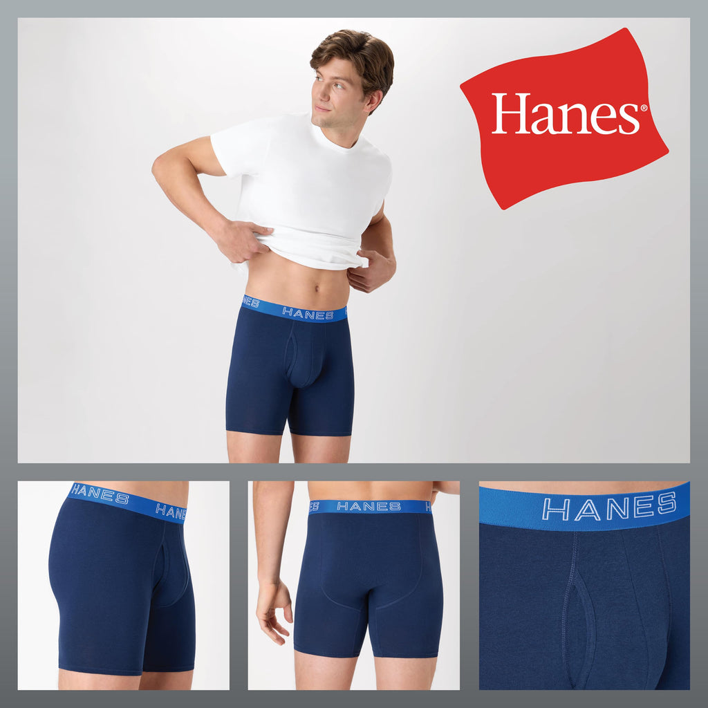 Hanes Men's Boxer Brief Underwear Pack, Stretch Cotton Boxer Briefs for Men, Moisture-wicking, 6-pack Jansha Store