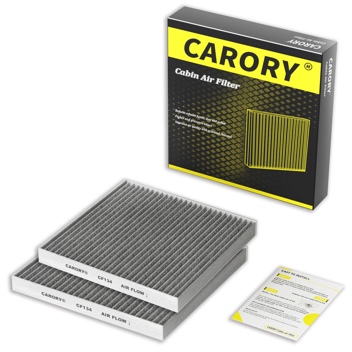 CARORY Cabin Air Filter w/Activated Carbon for Honda Accord 2003–2022, Civic 2006–2015, CR-V 2007–2016, Odyssey 2005–2017, Pilot 2009–2022, Ridgeline 2006–2025, Acura MDX 2007–2020, and More, CF134 Jansha Store