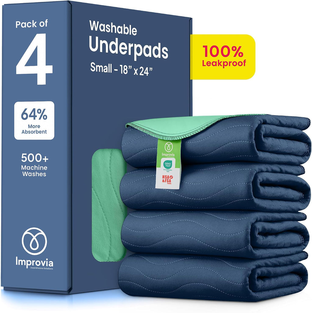 IMPROVIA® Washable Underpads, Heavy Absorbency Reusable Incontinence Pads Jansha Store