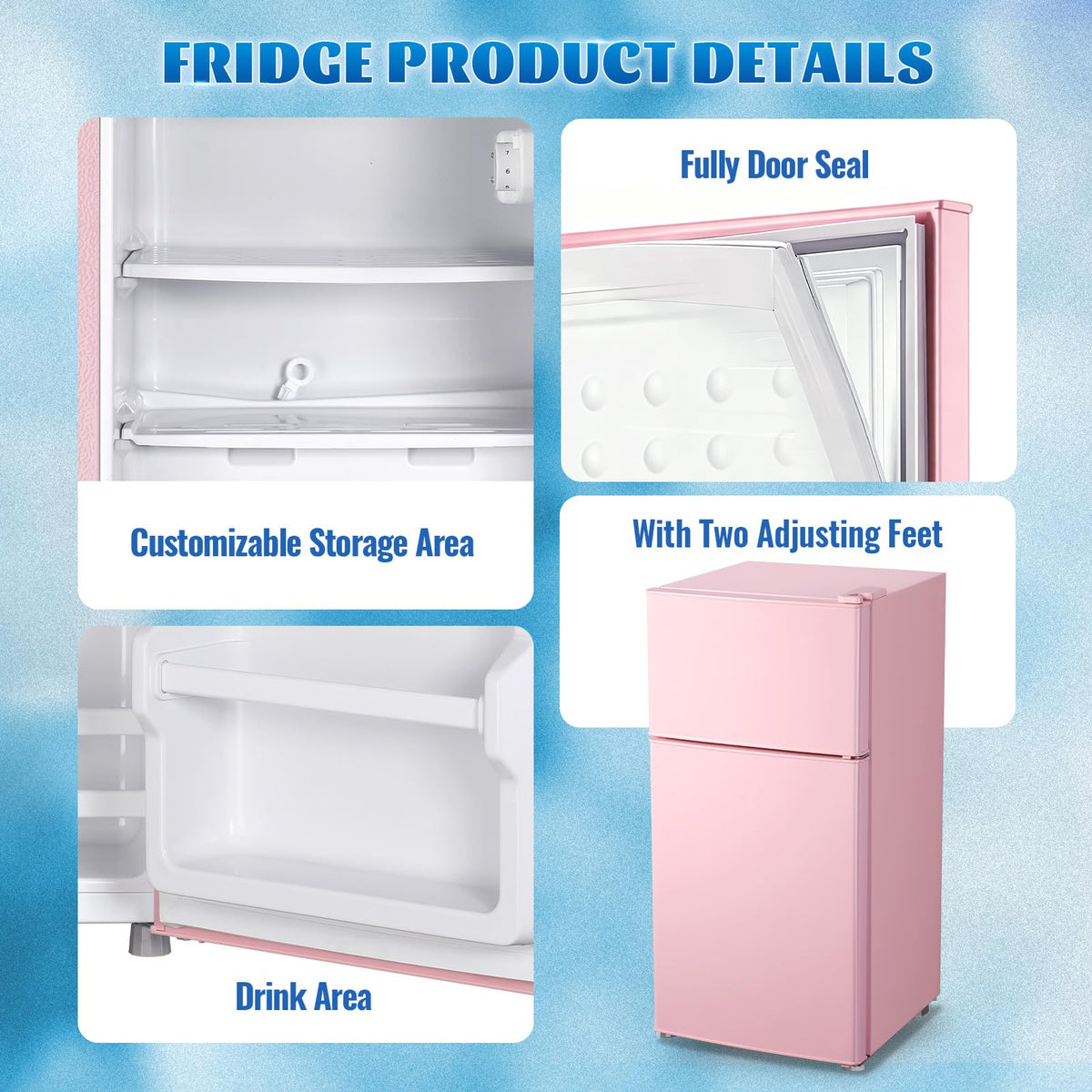 DEMULLER 45L Personal Double‑Door Mini Fridge With Freezer, Black Jansha Store