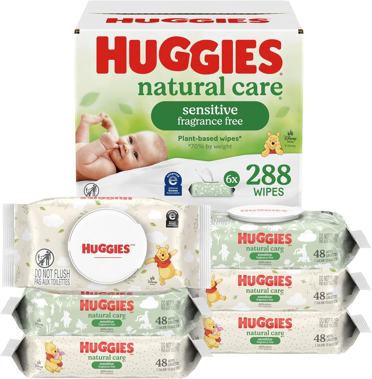 Huggies Natural Care Sensitive Baby Wipes, Unscented, 6 Packs, 288 Wipes Jansha Store