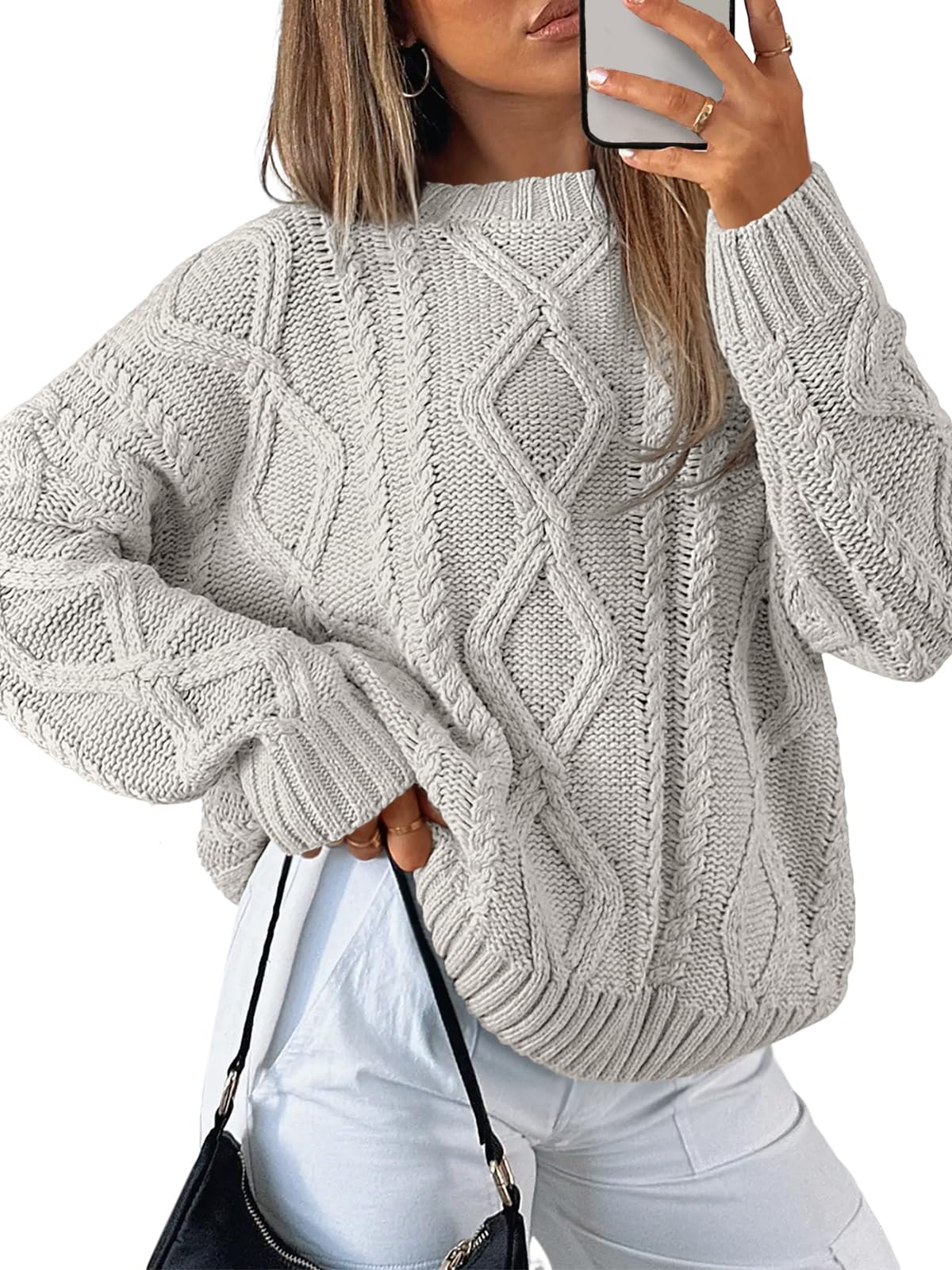 Trendy Queen Women's Oversized Cable Knit Sweaters 2026 Fall Outfits Jansha Store